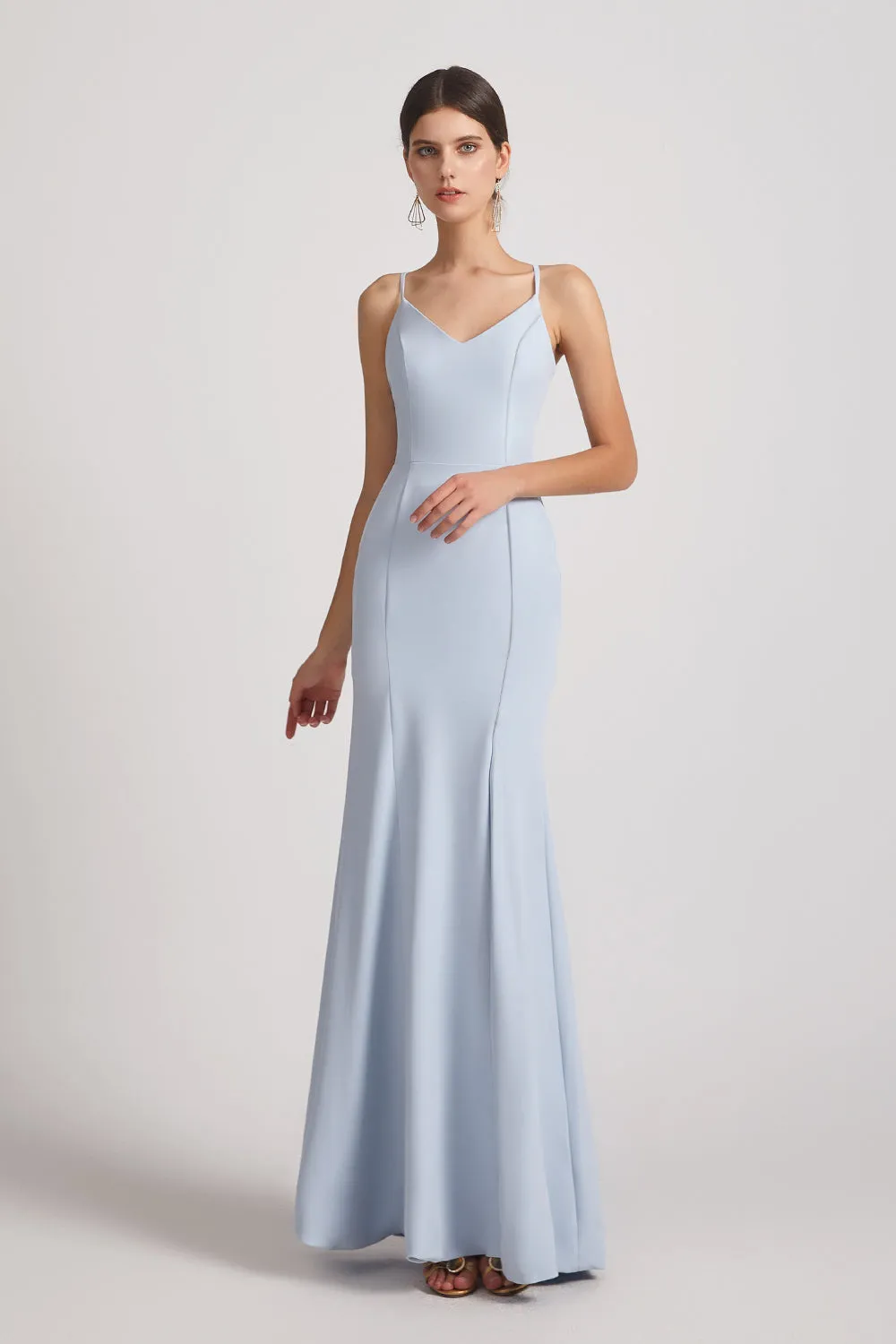 V-Neck Spaghetti Straps Trumpet Maxi Dresses (AF0179)