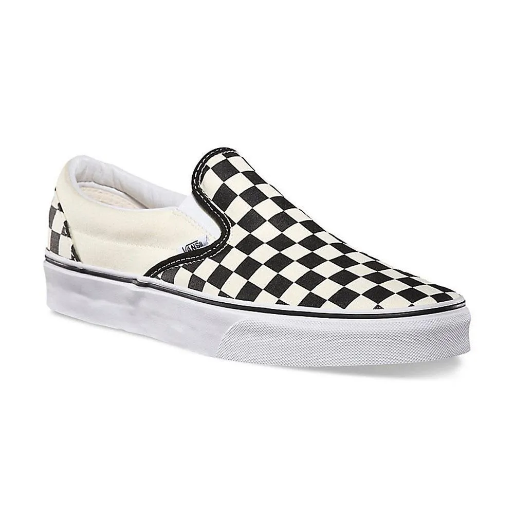 Vans Classic Slip On Canvas Checkerboard Trainers -  Black / White