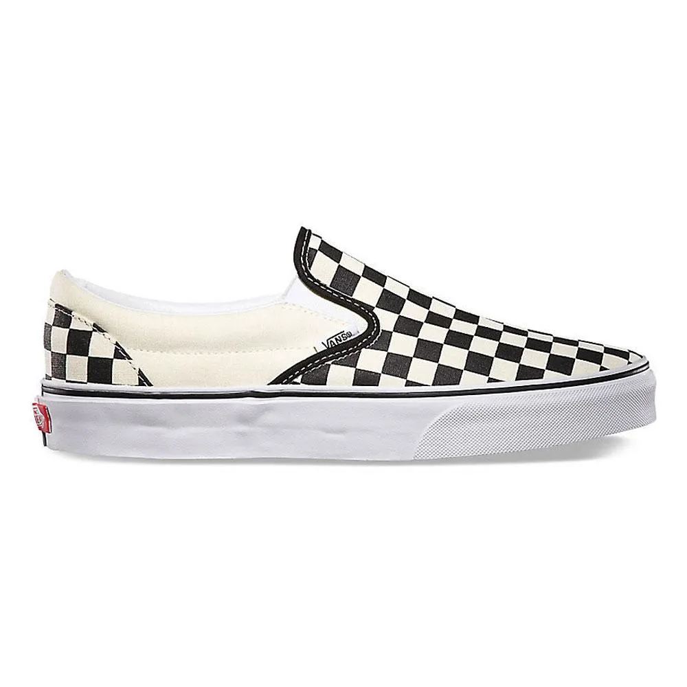 Vans Classic Slip On Canvas Checkerboard Trainers -  Black / White