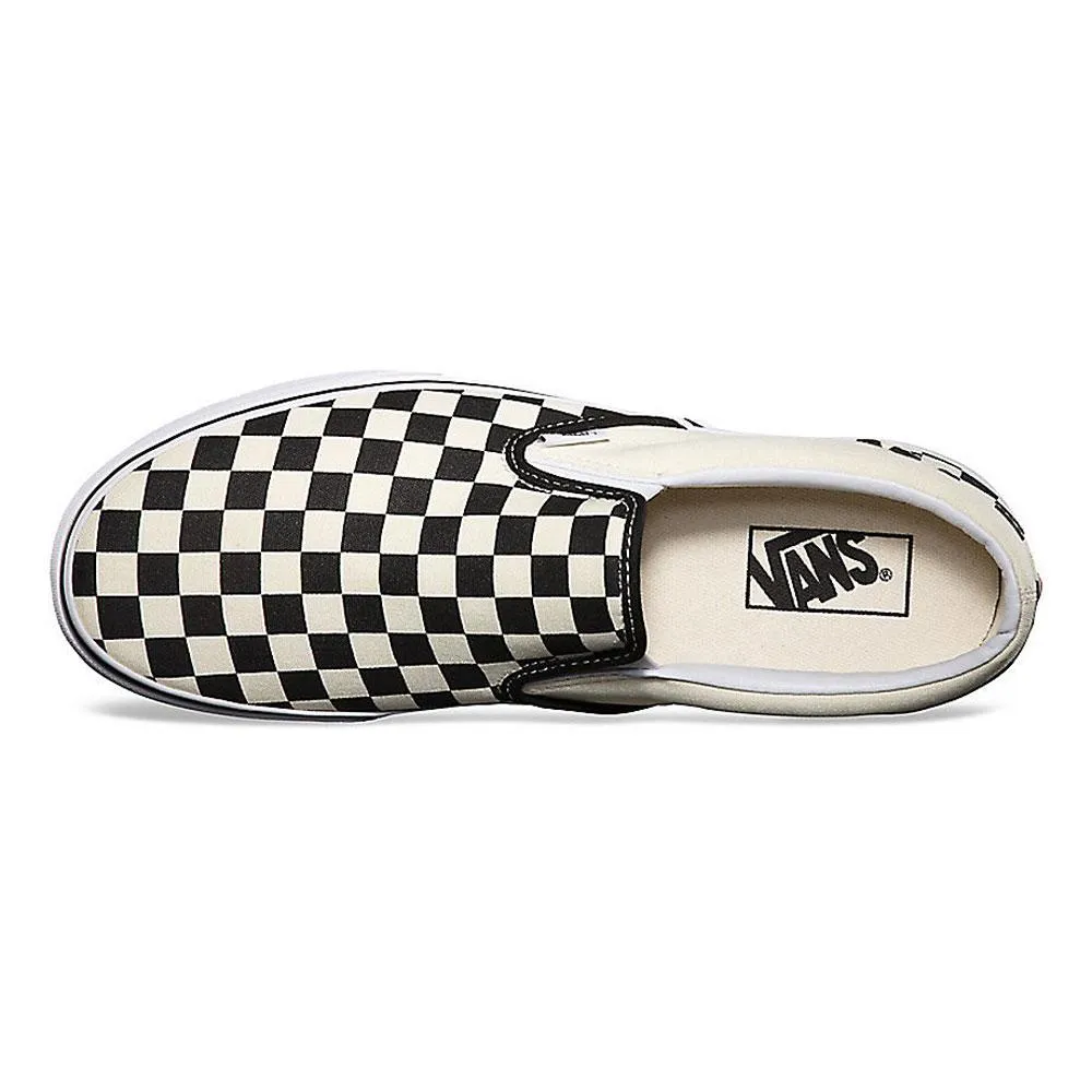 Vans Classic Slip On Canvas Checkerboard Trainers -  Black / White