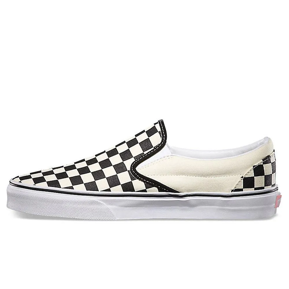 Vans Classic Slip On Canvas Checkerboard Trainers -  Black / White