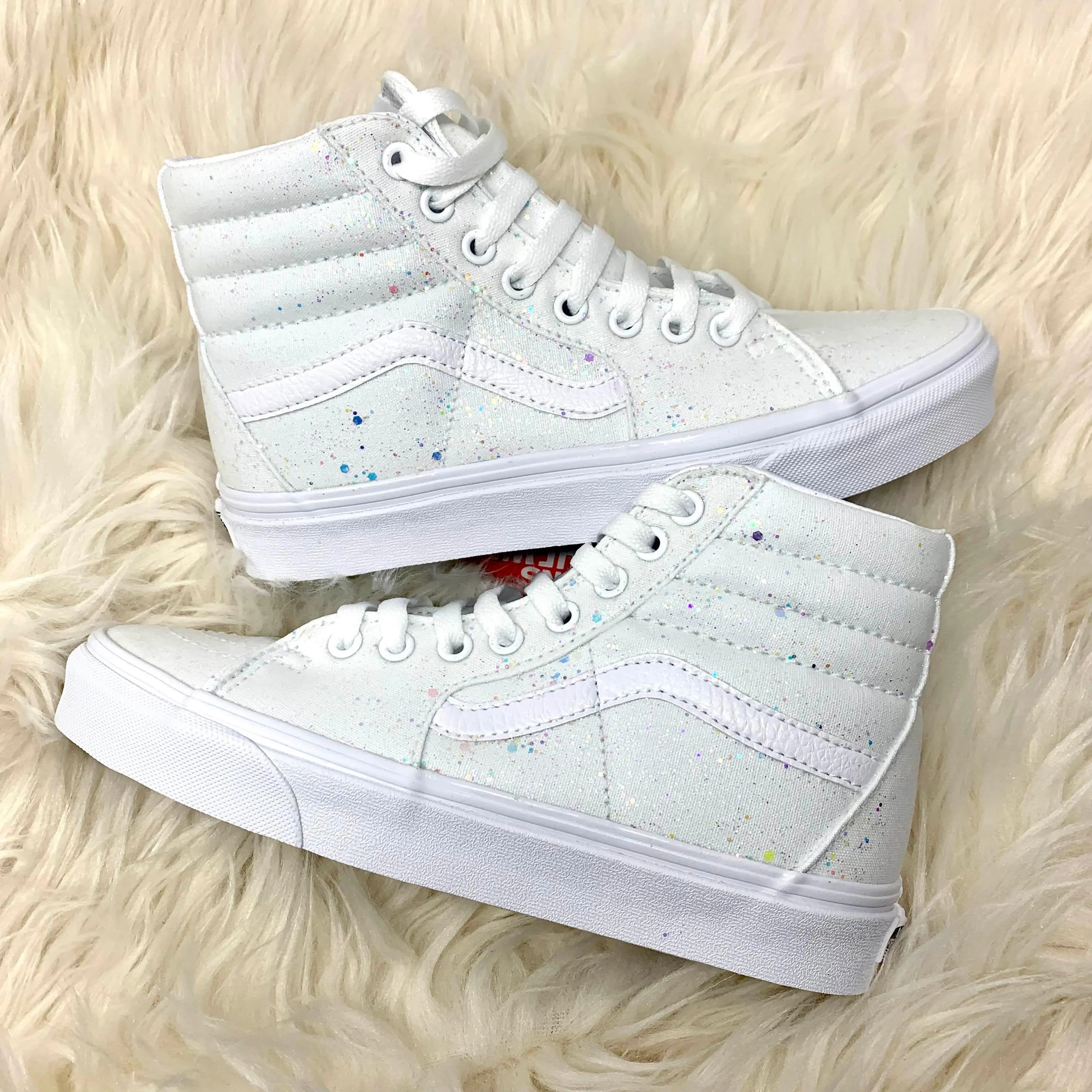 White Crystal Glitter SK8-Hi Vans