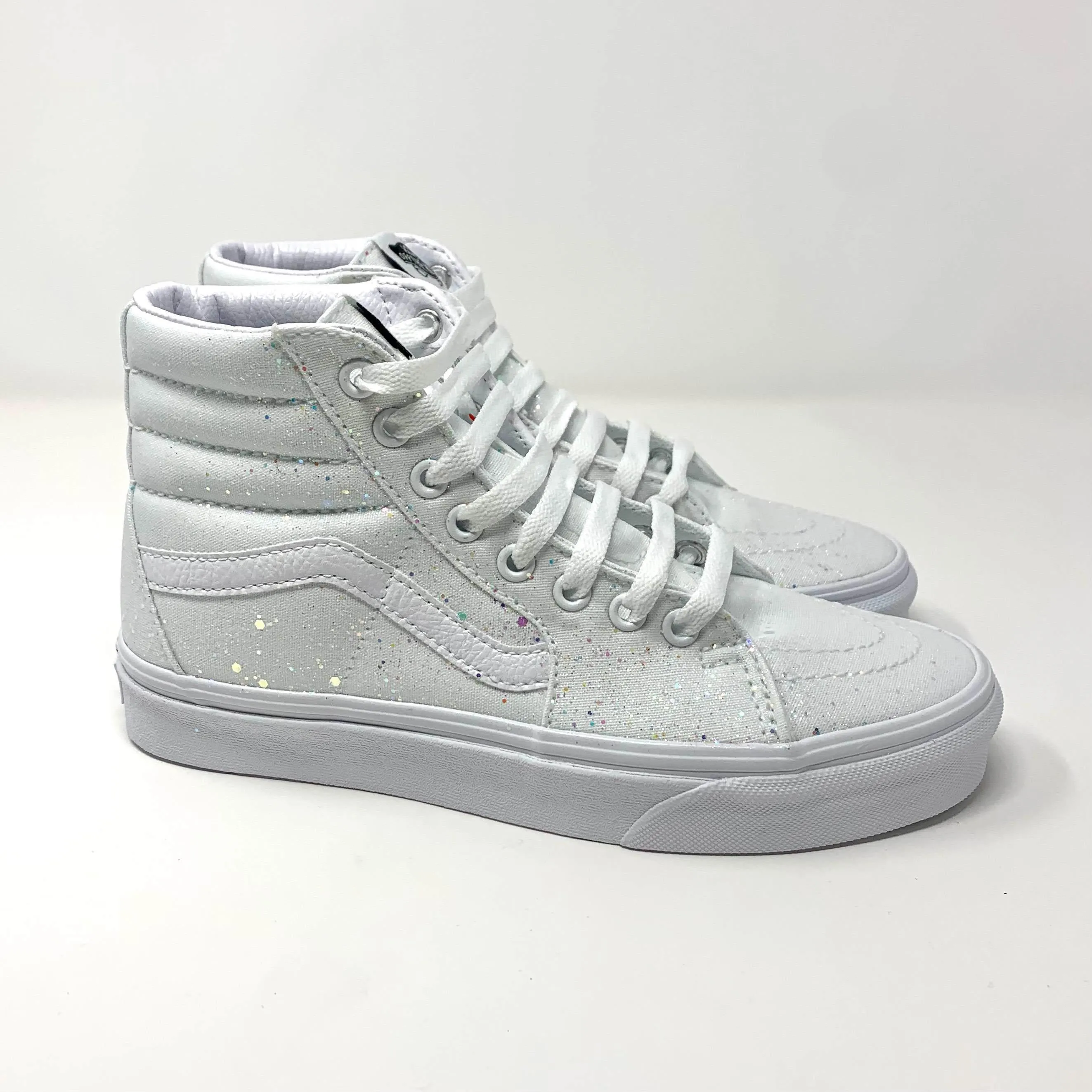 White Crystal Glitter SK8-Hi Vans