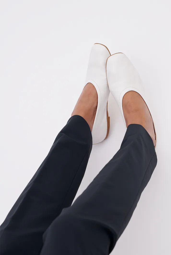 White Leather Ballet Flats