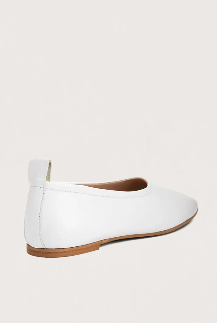 White Leather Ballet Flats