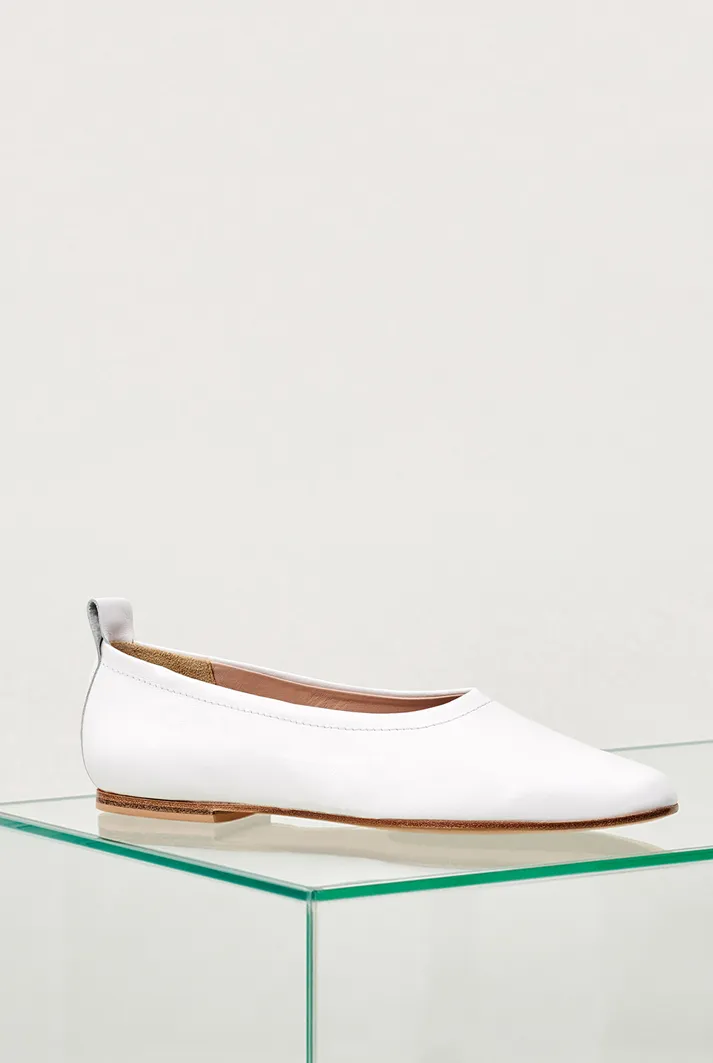 White Leather Ballet Flats