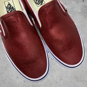 Wine Glitter Slip On Vans